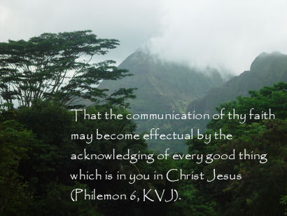 Philemon 1:6 with View of Nuuanu Pali